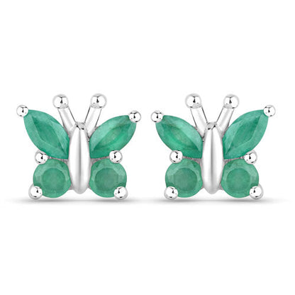 0.88 Carat Genuine Emerald .925 Sterling Silver Earrings Bids.com