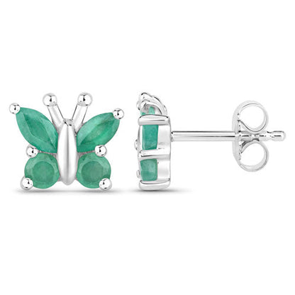 0.88 Carat Genuine Emerald .925 Sterling Silver Earrings Bids.com