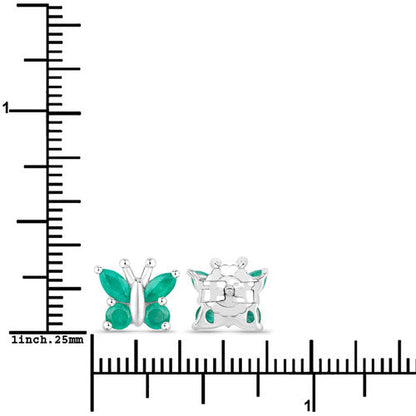 0.88 Carat Genuine Emerald .925 Sterling Silver Earrings Bids.com
