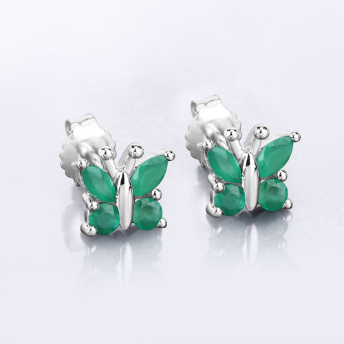 0.88 Carat Genuine Emerald .925 Sterling Silver Earrings Bids.com