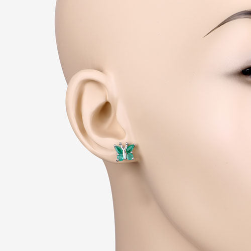 0.88 Carat Genuine Emerald .925 Sterling Silver Earrings Bids.com