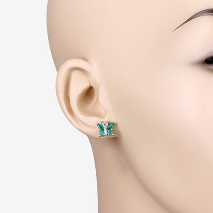 0.88 Carat Genuine Emerald .925 Sterling Silver Earrings Bids.com