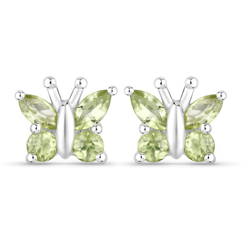 1.00 Carat Genuine Peridot .925 Sterling Silver Earrings Bids.com