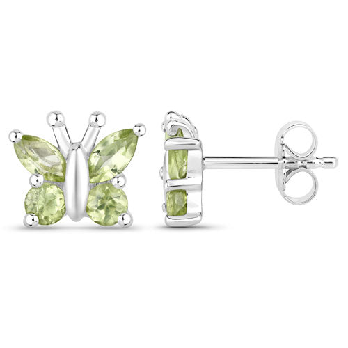 1.00 Carat Genuine Peridot .925 Sterling Silver Earrings Bids.com