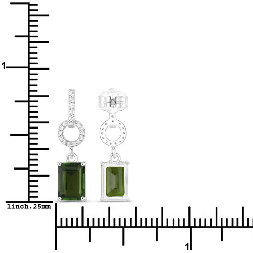 2.28 Carat Genuine Green Tourmaline and White Diamond 14K White Gold Earrings Bids.com