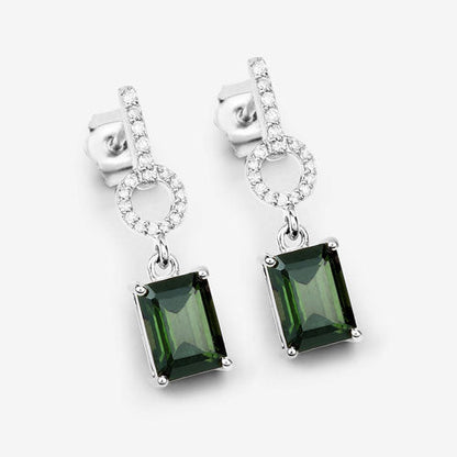2.28 Carat Genuine Green Tourmaline and White Diamond 14K White Gold Earrings Bids.com