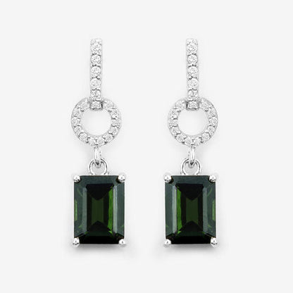 2.28 Carat Genuine Green Tourmaline and White Diamond 14K White Gold Earrings Bids.com