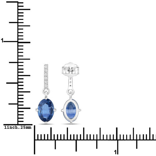 1.95 Carat Genuine Blue Sapphire and White Diamond 14K White Gold Earrings Bids.com