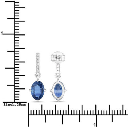 1.95 Carat Genuine Blue Sapphire and White Diamond 14K White Gold Earrings Bids.com