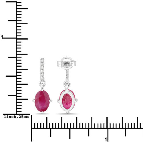 1.75 Carat Genuine Ruby and White Diamond 10K White Gold Earrings Bids.com