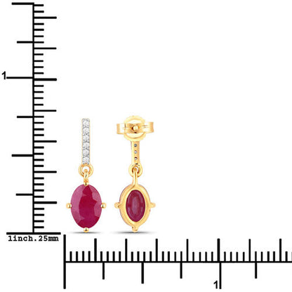 1.75 Carat Genuine Ruby and White Diamond 10K Yellow Gold Earrings Bids.com