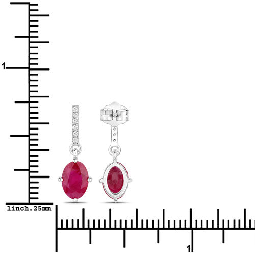 1.75 Carat Genuine Ruby and White Diamond 14K White Gold Earrings Bids.com