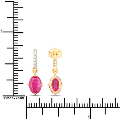 1.75 Carat Genuine Ruby and White Diamond 14K Yellow Gold Earrings Bids.com