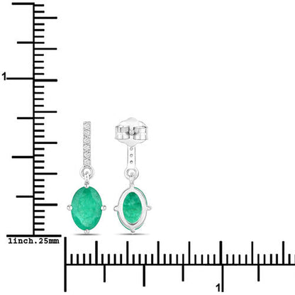 1.49 Carat Genuine Zambian Emerald and White Diamond 14K White Gold Earrings Bids.com