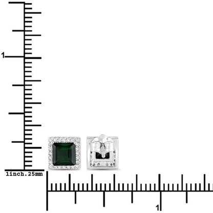 1.55 Carat Genuine Green Tourmaline and White Diamond 14K White Gold Earrings Bids.com
