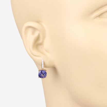 5.64 Carat Genuine Tanzanite and White Diamond 14K Yellow Gold Earrings Bids.com
