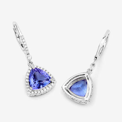 4.61 Carat Genuine Tanzanite and White Diamond 14K White Gold Earrings Bids.com