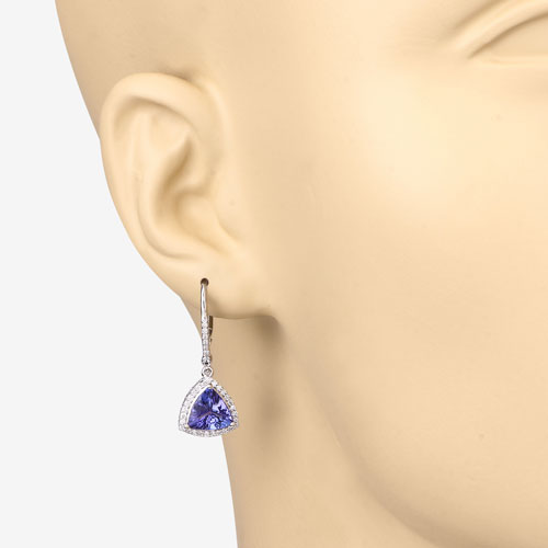 4.61 Carat Genuine Tanzanite and White Diamond 14K White Gold Earrings Bids.com