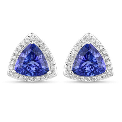 4.62 Carat Genuine Tanzanite and White Diamond 14K White Gold Earrings Bids.com