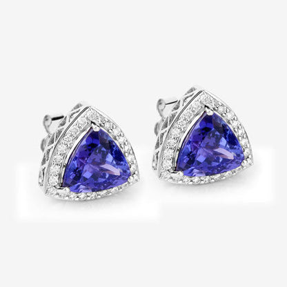4.62 Carat Genuine Tanzanite and White Diamond 14K White Gold Earrings Bids.com