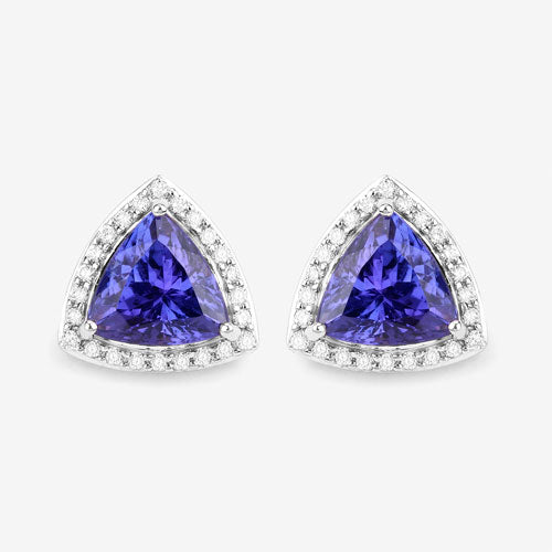 4.62 Carat Genuine Tanzanite and White Diamond 14K White Gold Earrings Bids.com