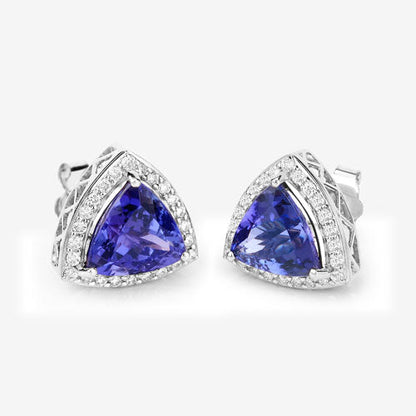 4.62 Carat Genuine Tanzanite and White Diamond 14K White Gold Earrings Bids.com