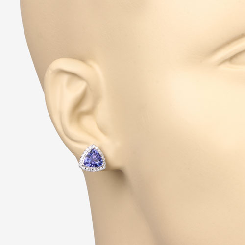 3.82 Carat Genuine Tanzanite and White Diamond 14K White Gold Earrings Bids.com