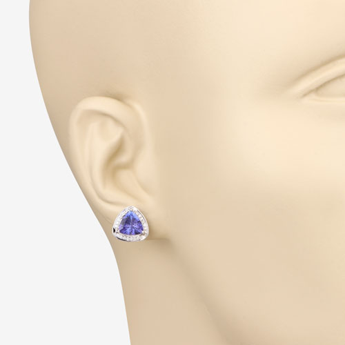 3.70 Carat Genuine Tanzanite and White Diamond 14K White Gold Earrings Bids.com
