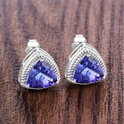 4.24 Carat Genuine Tanzanite 14K White Gold Earrings Bids.com
