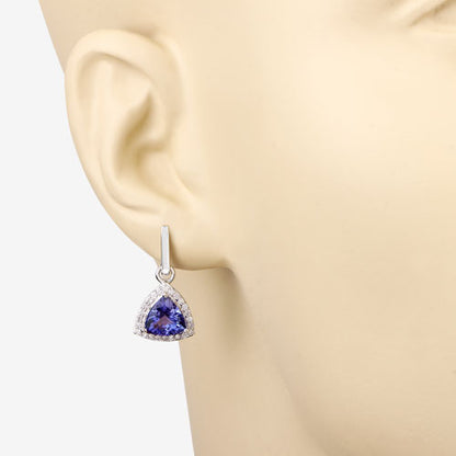3.86 Carat Genuine Tanzanite and White Diamond 14K White Gold Earrings Bids.com