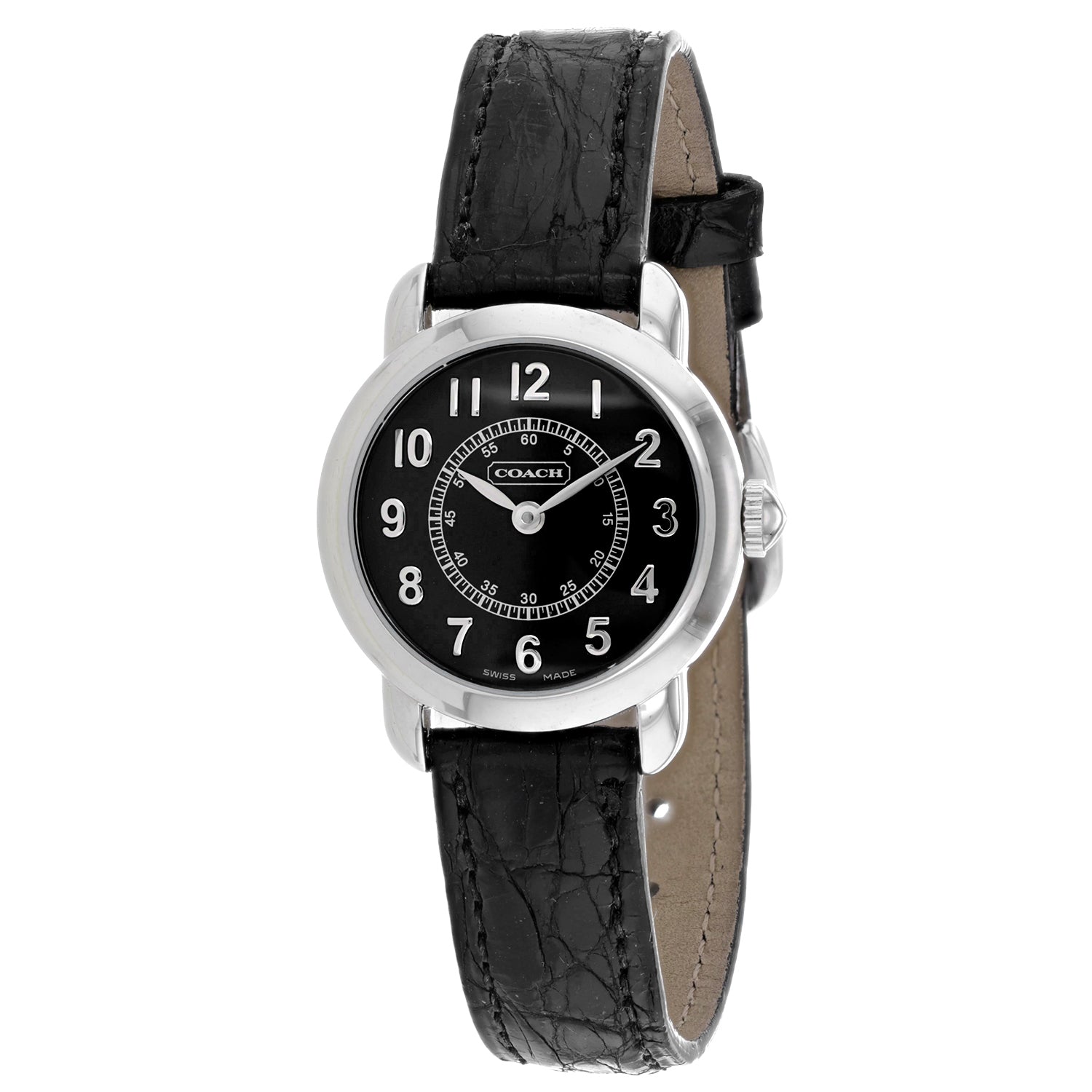 Coach Women's Black Leather Silver Quartz Bids.com