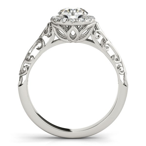 14k White Gold Halo Antique Style Round Diamond Engagement Ring (5/8 cttw) Bids.com