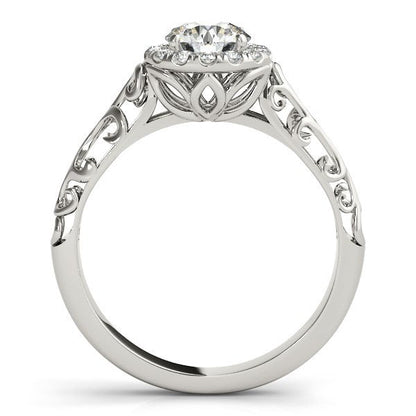14k White Gold Halo Antique Style Round Diamond Engagement Ring (5/8 cttw) Bids.com