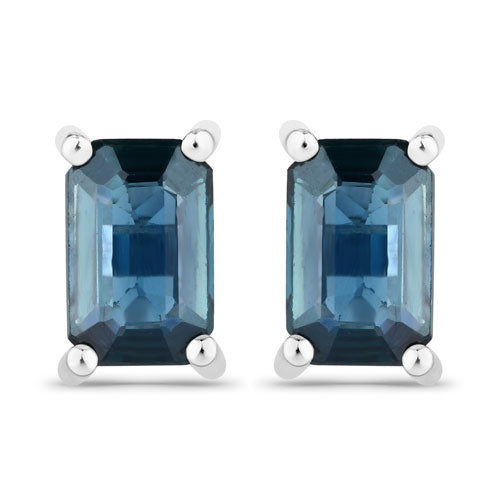 0.80 Carat Genuine Blue Sapphire 14K White Gold Earrings Bids.com