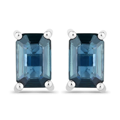 0.80 Carat Genuine Blue Sapphire 14K White Gold Earrings Bids.com