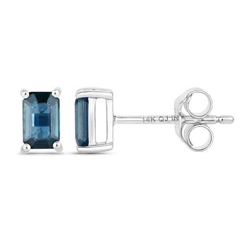 0.80 Carat Genuine Blue Sapphire 14K White Gold Earrings Bids.com
