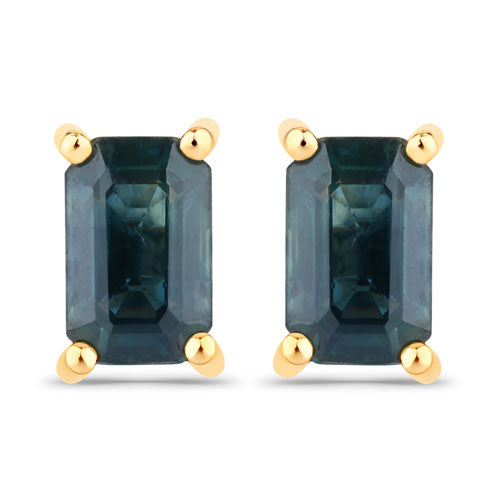 0.80 Carat Genuine Blue Sapphire 14K Yellow Gold Earrings Bids.com
