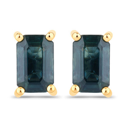 0.80 Carat Genuine Blue Sapphire 14K Yellow Gold Earrings Bids.com