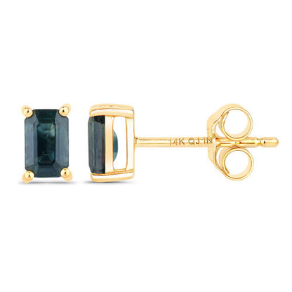 0.80 Carat Genuine Blue Sapphire 14K Yellow Gold Earrings Bids.com