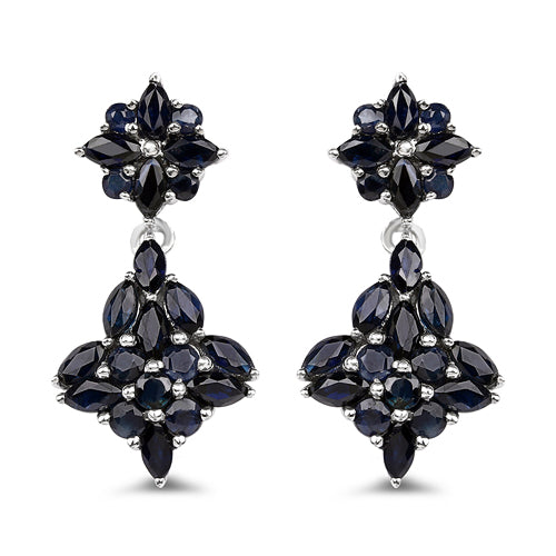 3.33 Carat Genuine Blue Sapphire .925 Sterling Silver Earrings Bids.com