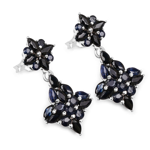 3.33 Carat Genuine Blue Sapphire .925 Sterling Silver Earrings Bids.com
