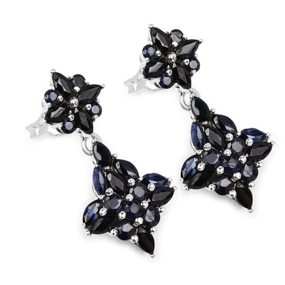 3.33 Carat Genuine Blue Sapphire .925 Sterling Silver Earrings Bids.com