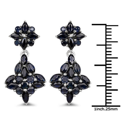 3.33 Carat Genuine Blue Sapphire .925 Sterling Silver Earrings Bids.com