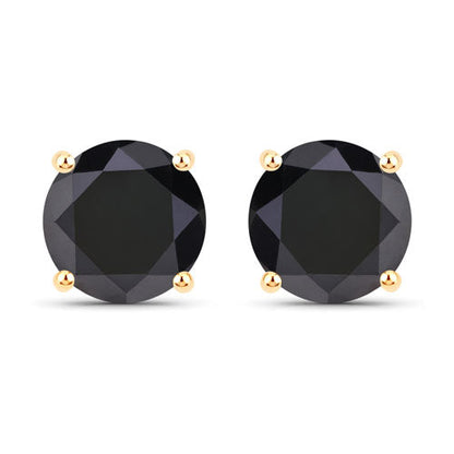3.84 Carat Genuine Black Diamond 14K Yellow Gold Earrings Bids.com