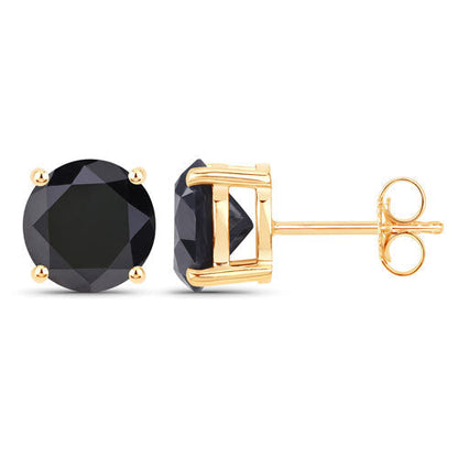 3.84 Carat Genuine Black Diamond 14K Yellow Gold Earrings Bids.com