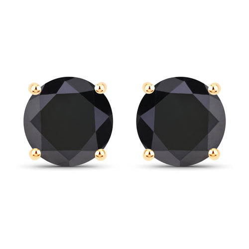 4.12 Carat Genuine Black Diamond 14K Yellow Gold Earrings Bids.com