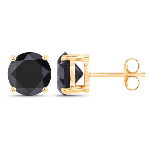 4.12 Carat Genuine Black Diamond 14K Yellow Gold Earrings Bids.com