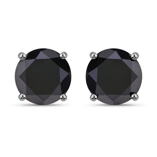 4.25 Carat Genuine Black Diamond 14K White Gold Earrings Bids.com
