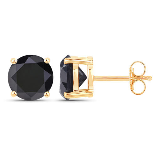 4.91 Carat Genuine Black Diamond 14K Yellow Gold Earrings Bids.com