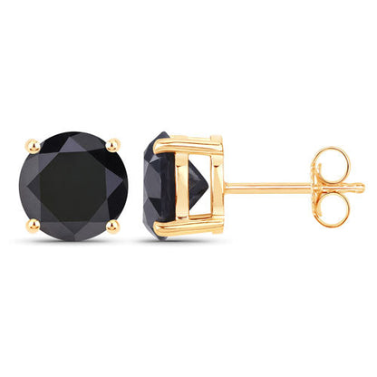4.91 Carat Genuine Black Diamond 14K Yellow Gold Earrings Bids.com